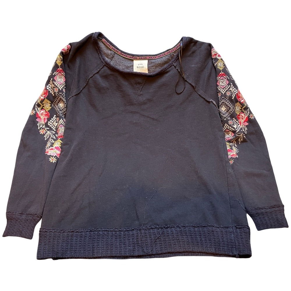 Knox Rose Shirt Womens‎ Small Embroidered Sweatshirt Pullover Bloomcore Grunge